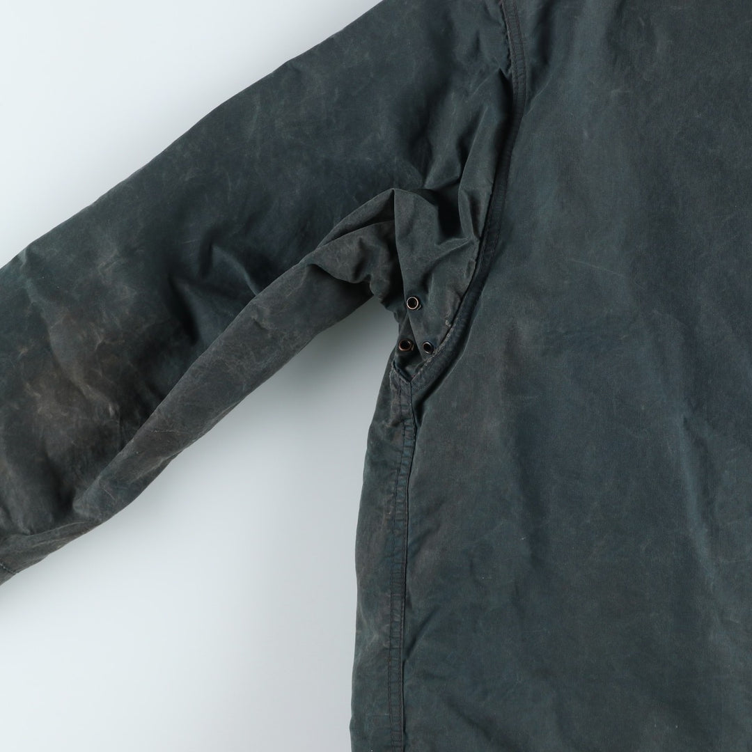 Vintage 1980'S Barbour BORDER 2 Warrant waxed cotton oiled jacket, made in England, men's size L unclear navy blue type Vintage Second Hand