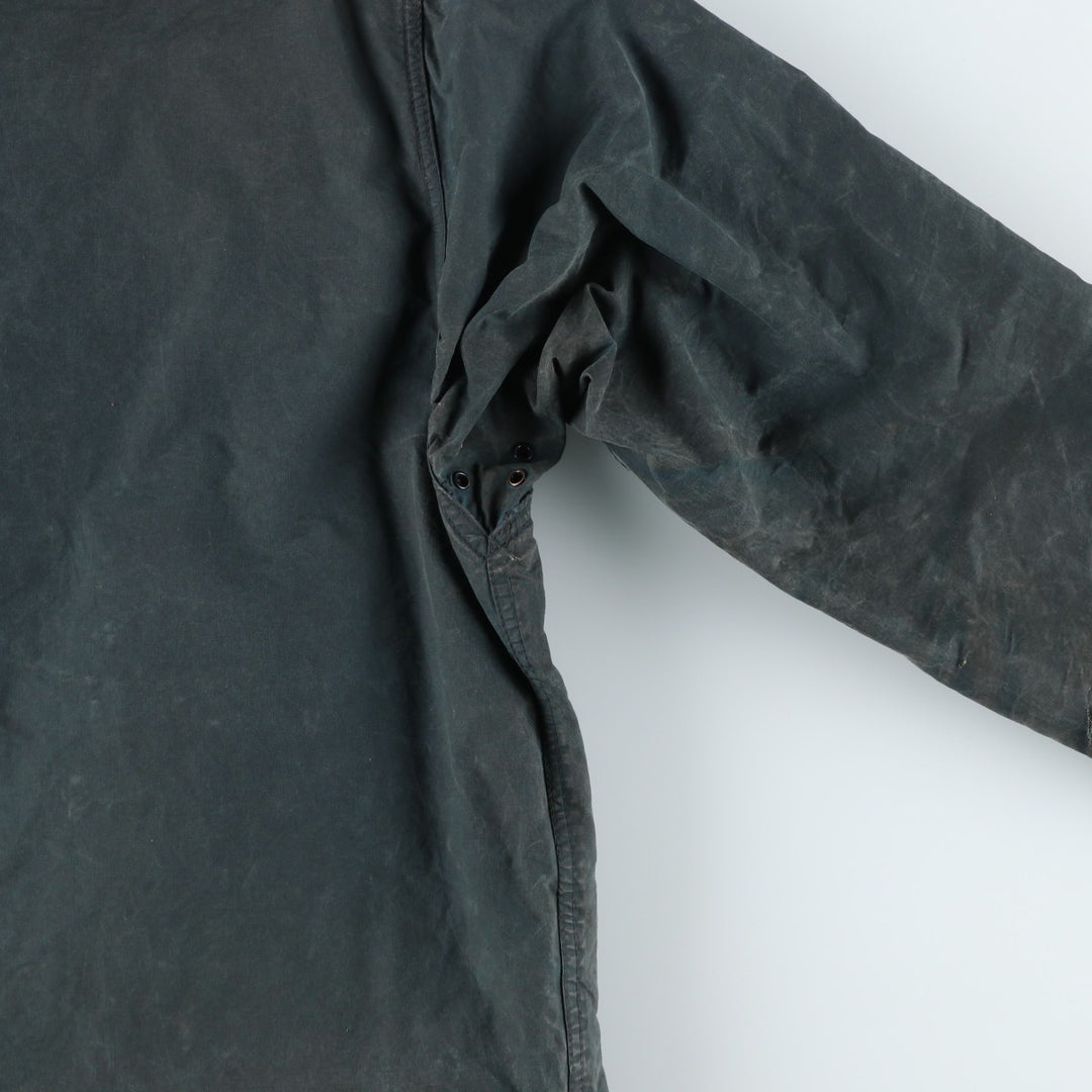 Vintage 1980'S Barbour BORDER 2 Warrant waxed cotton oiled jacket, made in England, men's size L unclear navy blue type Vintage Second Hand