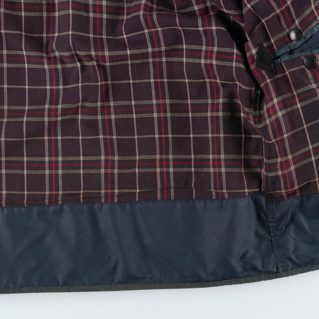 Vintage 1980'S Barbour BORDER 2 Warrant waxed cotton oiled jacket, made in England, men's size L unclear navy blue type Vintage Second Hand