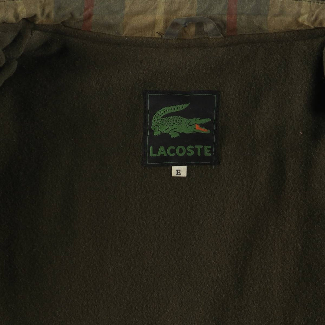 Lacoste Check Pattern Padded Waxed Cotton Oiled Jacket, Made in Spain, Men's Size XL cotton Khaki type Vintage Second Hand
