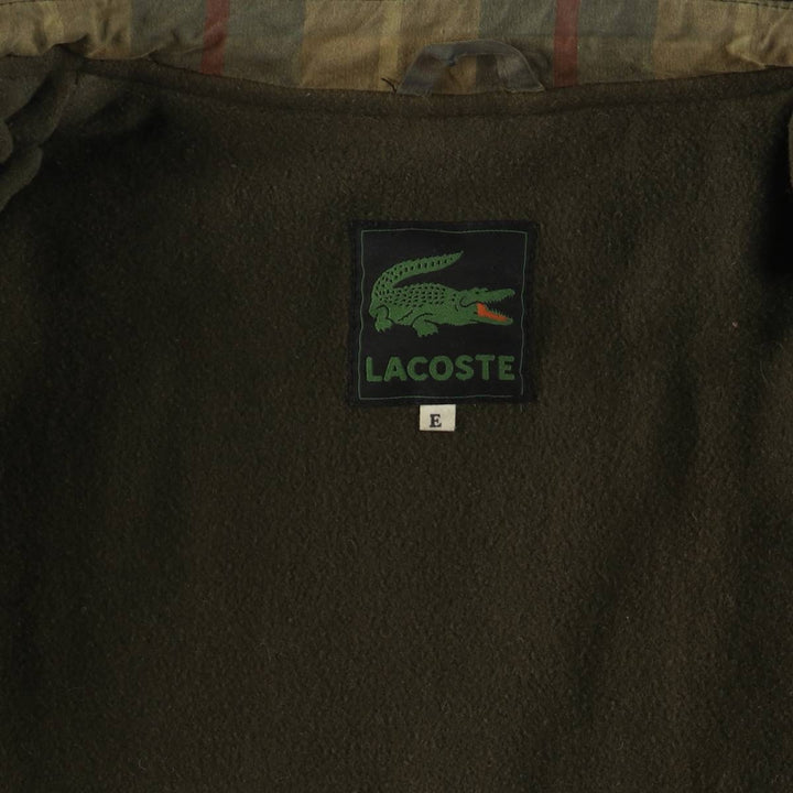 Lacoste Check Pattern Padded Waxed Cotton Oiled Jacket, Made in Spain, Men's Size XL cotton Khaki type Vintage Second Hand