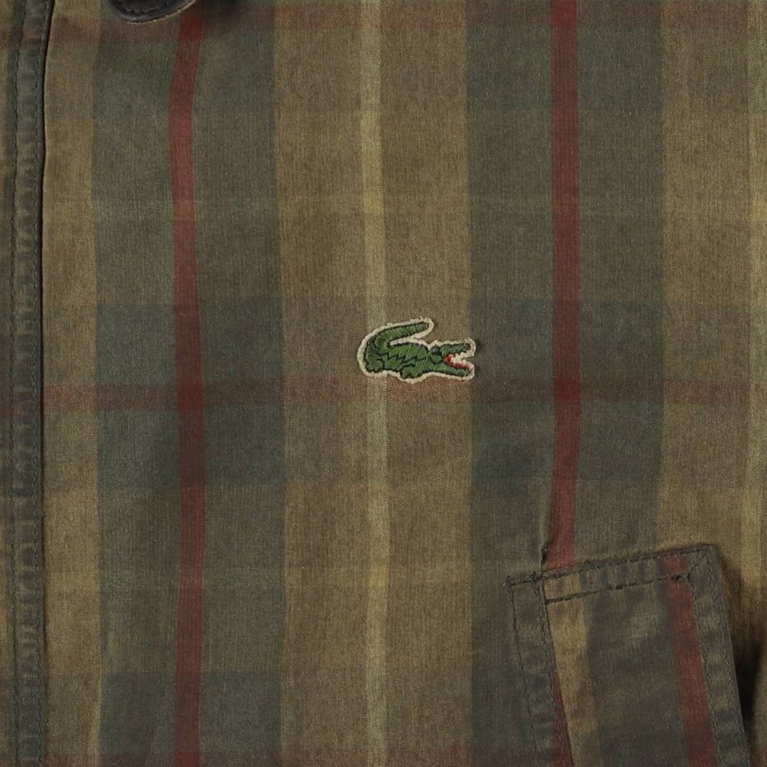 Lacoste Check Pattern Padded Waxed Cotton Oiled Jacket, Made in Spain, Men's Size XL cotton Khaki type Vintage Second Hand