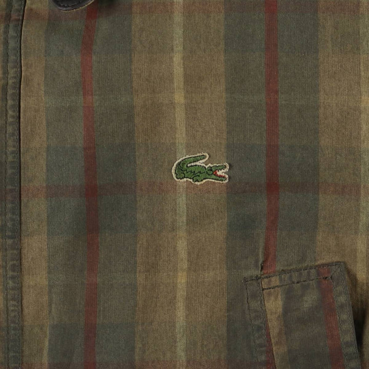 Lacoste Check Pattern Padded Waxed Cotton Oiled Jacket, Made in Spain, Men's Size XL cotton Khaki type Vintage Second Hand