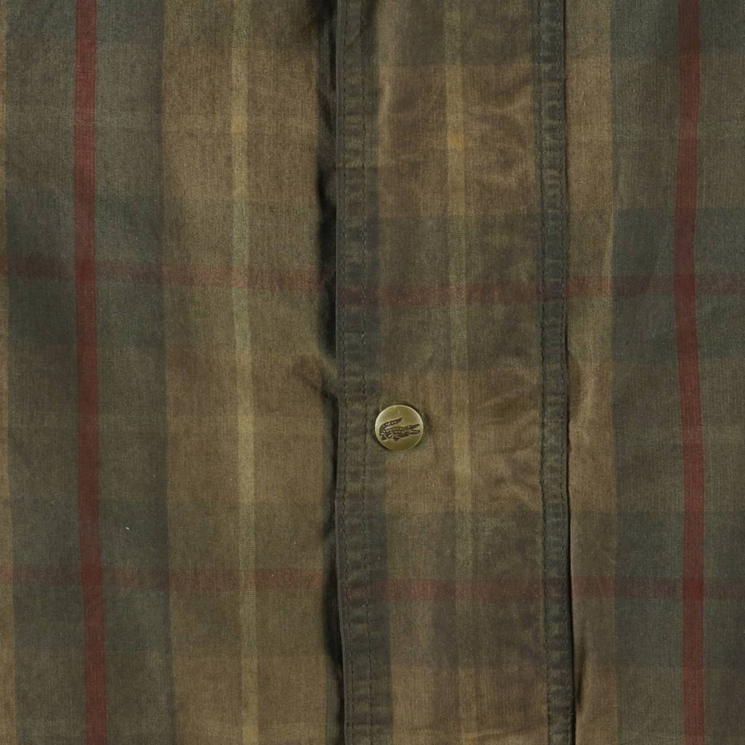 Lacoste Check Pattern Padded Waxed Cotton Oiled Jacket, Made in Spain, Men's Size XL cotton Khaki type Vintage Second Hand