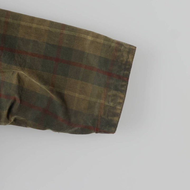 Lacoste Check Pattern Padded Waxed Cotton Oiled Jacket, Made in Spain, Men's Size XL cotton Khaki type Vintage Second Hand