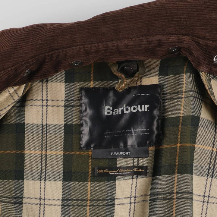 2000'S Barbour Beaufort 3 Warrant Oiled Hunting Jacket, Made in England, C44, Men's Size L Waxed cotton Khaki type Vintage Second Hand