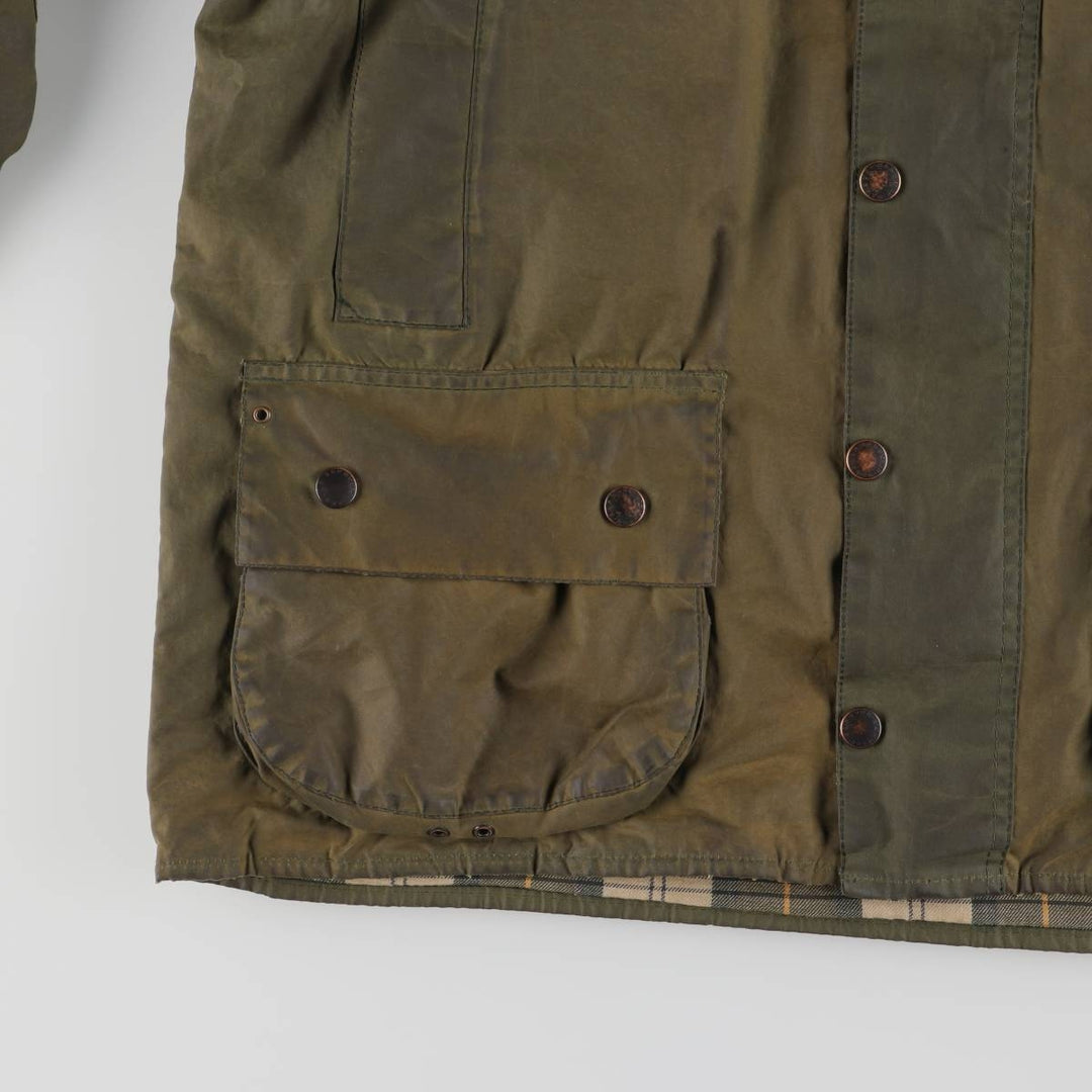 2000'S Barbour Beaufort 3 Warrant Oiled Hunting Jacket, Made in England, C44, Men's Size L Waxed cotton Khaki type Vintage Second Hand