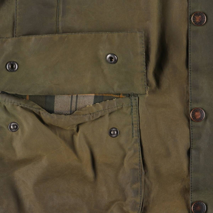 2000'S Barbour Beaufort 3 Warrant Oiled Hunting Jacket, Made in England, C44, Men's Size L Waxed cotton Khaki type Vintage Second Hand