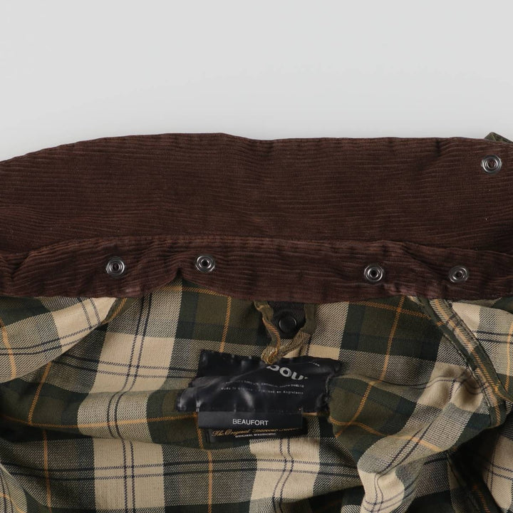 2000'S Barbour Beaufort 3 Warrant Oiled Hunting Jacket, Made in England, C44, Men's Size L Waxed cotton Khaki type Vintage Second Hand