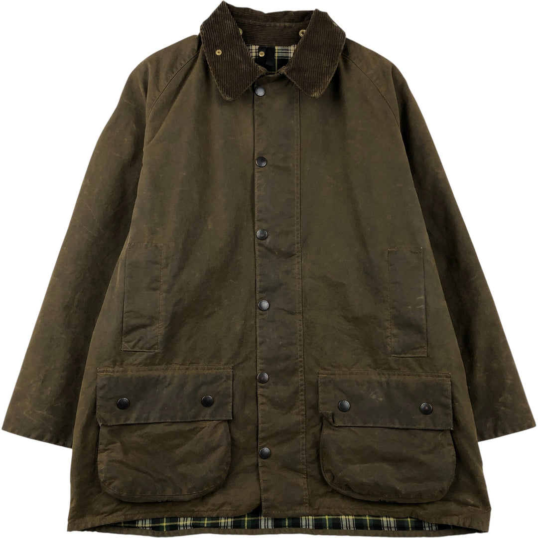 1990'S Barbour MOORLAND Old 3-Warrant Oiled Hunting Jacket, Made in England, Size C46 (Men's XL equivalent) cotton Khaki type brown Vintage Second Hand