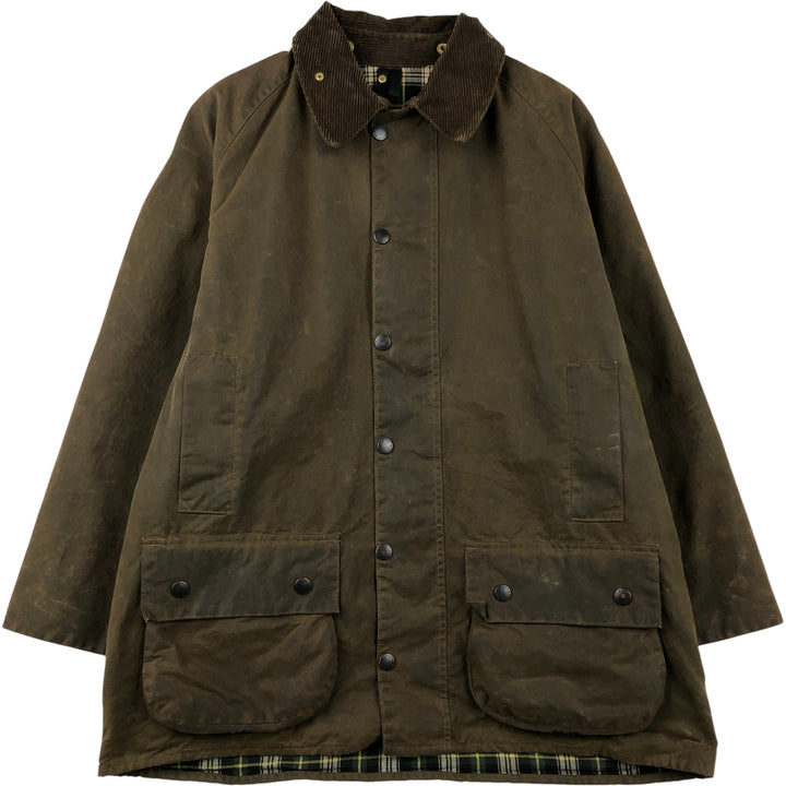 1990'S Barbour MOORLAND Old 3-Warrant Oiled Hunting Jacket, Made in England, Size C46 (Men's XL equivalent) cotton Khaki type brown Vintage Second Hand