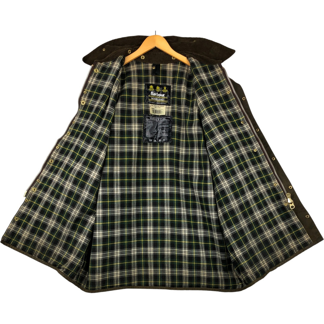 1990'S Barbour MOORLAND Old 3-Warrant Oiled Hunting Jacket, Made in England, Size C46 (Men's XL equivalent) cotton Khaki type brown Vintage Second Hand