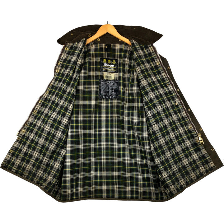 1990'S Barbour MOORLAND Old 3-Warrant Oiled Hunting Jacket, Made in England, Size C46 (Men's XL equivalent) cotton Khaki type brown Vintage Second Hand