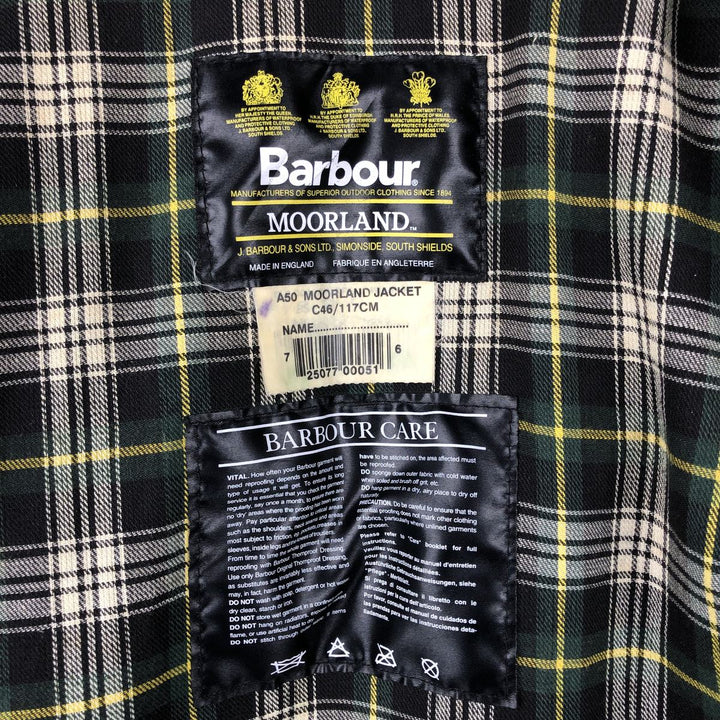 1990'S Barbour MOORLAND Old 3-Warrant Oiled Hunting Jacket, Made in England, Size C46 (Men's XL equivalent) cotton Khaki type brown Vintage Second Hand