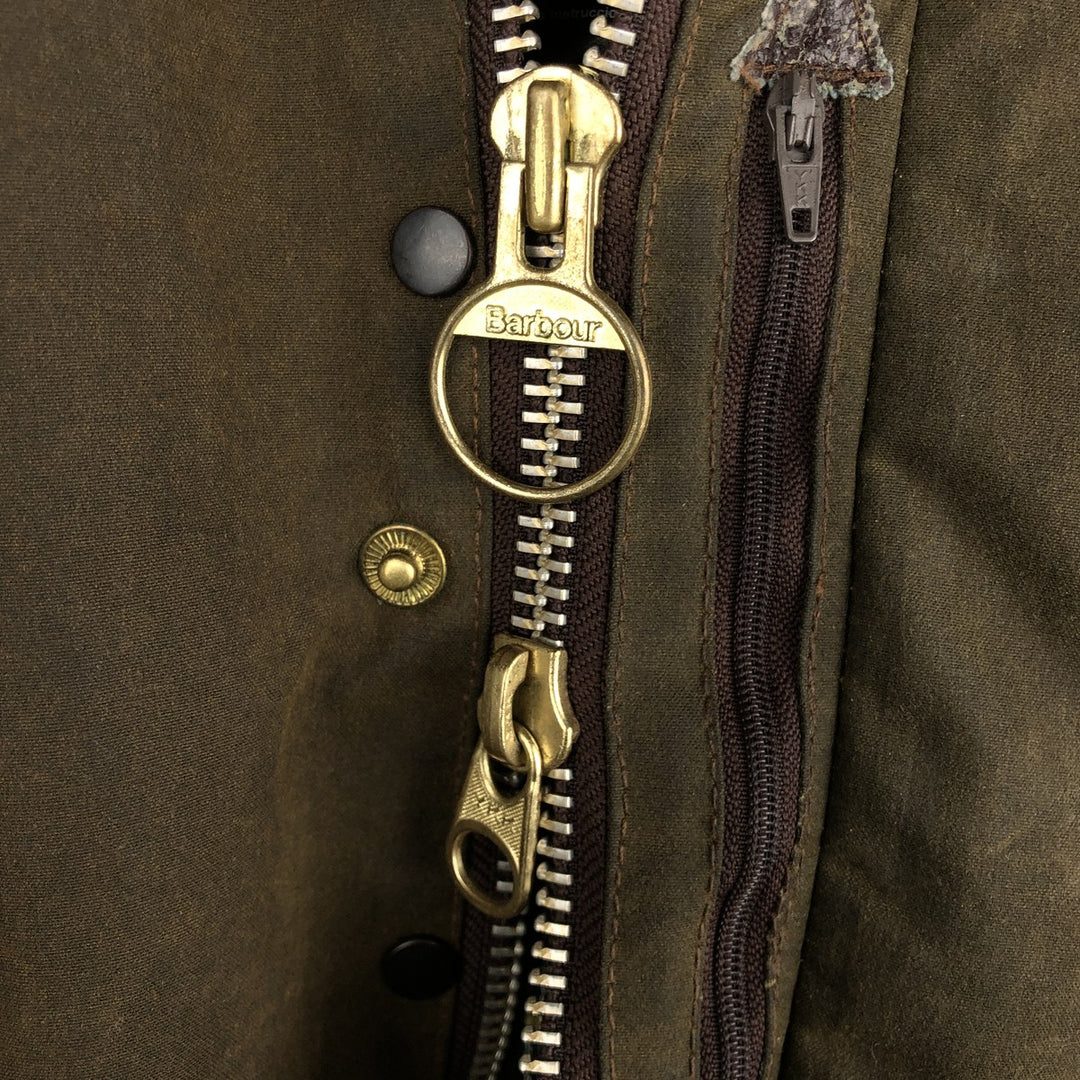 1990'S Barbour MOORLAND Old 3-Warrant Oiled Hunting Jacket, Made in England, Size C46 (Men's XL equivalent) cotton Khaki type brown Vintage Second Hand