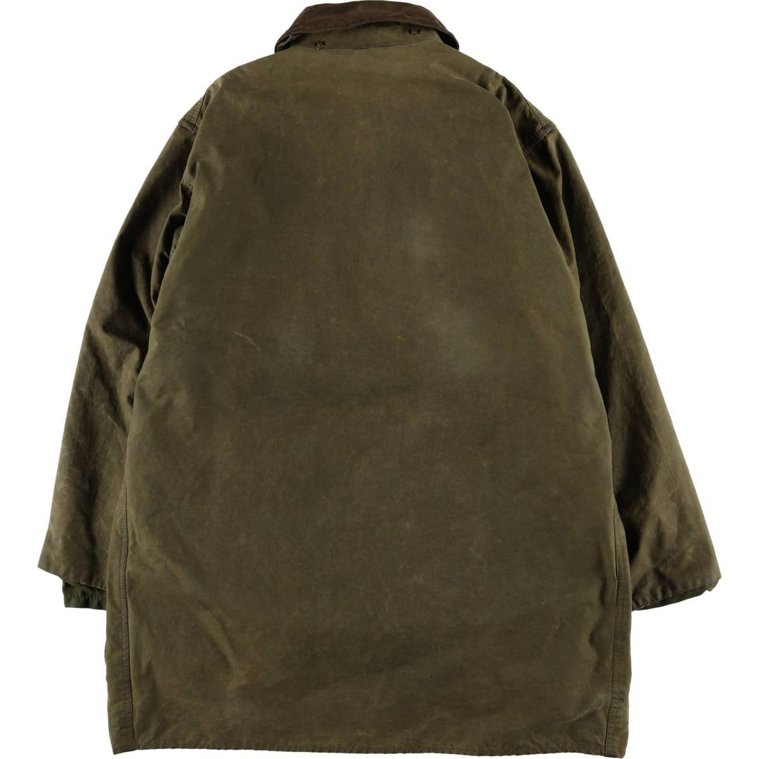 1980'S Barbour Northumbria 3-Warrant Waxed Cotton Oiled Jacket, Made in England, C42, Men's Size L cotton Khaki type Vintage Second Hand