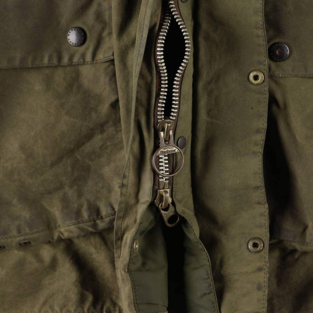 1980'S Barbour Northumbria 3-Warrant Waxed Cotton Oiled Jacket, Made in England, C42, Men's Size L cotton Khaki type Vintage Second Hand