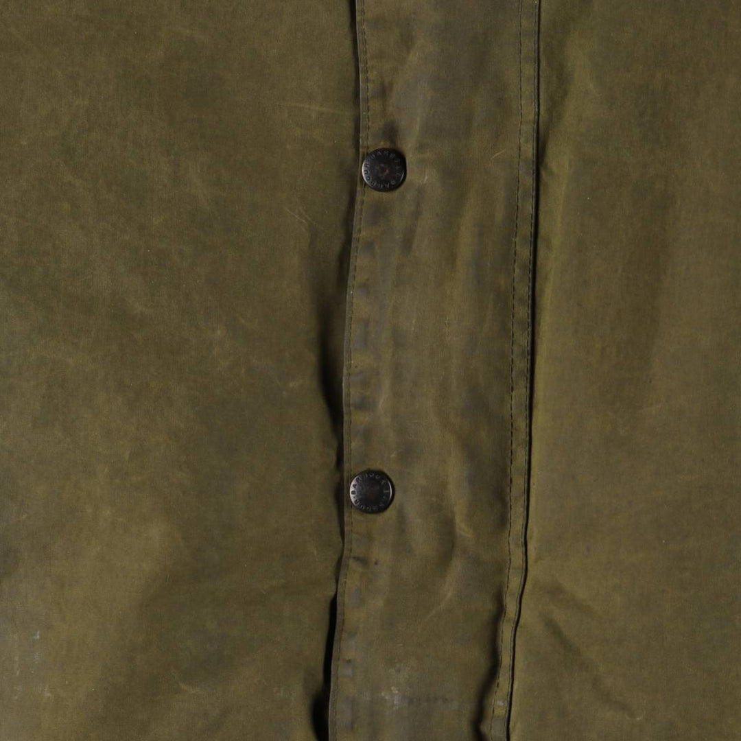 1980'S Barbour Northumbria 3-Warrant Waxed Cotton Oiled Jacket, Made in England, C42, Men's Size L cotton Khaki type Vintage Second Hand