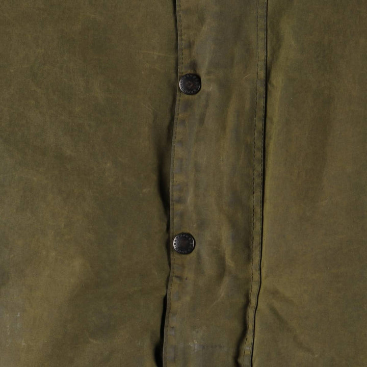 1980'S Barbour Northumbria 3-Warrant Waxed Cotton Oiled Jacket, Made in England, C42, Men's Size L cotton Khaki type Vintage Second Hand