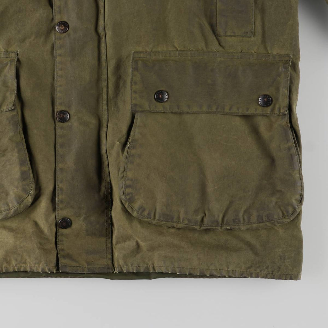1980'S Barbour Northumbria 3-Warrant Waxed Cotton Oiled Jacket, Made in England, C42, Men's Size L cotton Khaki type Vintage Second Hand