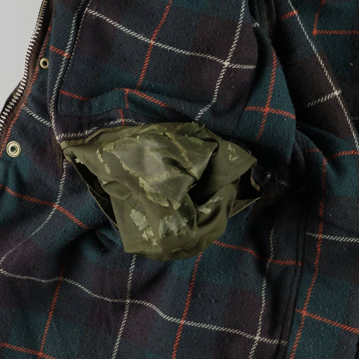 1980'S Barbour Northumbria 3-Warrant Waxed Cotton Oiled Jacket, Made in England, C42, Men's Size L cotton Khaki type Vintage Second Hand