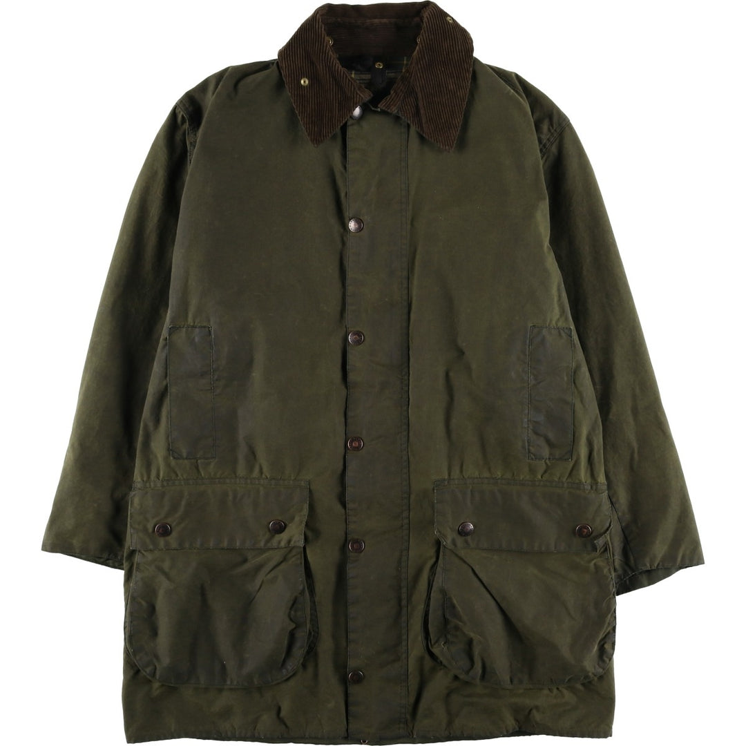 Vintage 1980s-1990'S Barbour Border Jacket, Old 3 Warrant, Waxed Cotton, Oiled, Made in England, C40, Men's Size M cotton Khaki type Vintage Second Hand