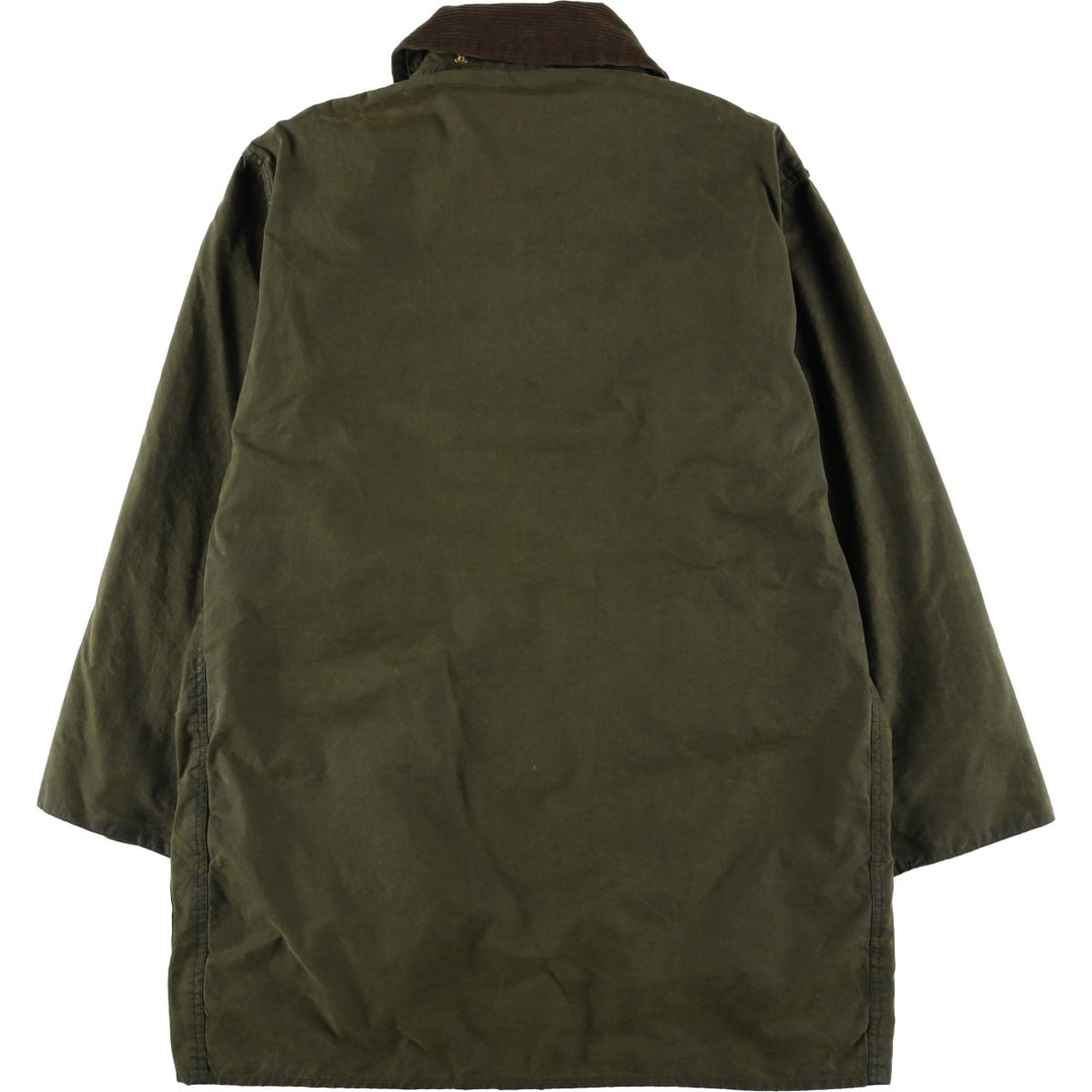 Vintage 1980s-1990'S Barbour Border Jacket, Old 3 Warrant, Waxed Cotton, Oiled, Made in England, C40, Men's Size M cotton Khaki type Vintage Second Hand