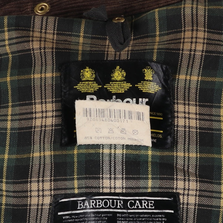 Vintage 1980s-1990'S Barbour Border Jacket, Old 3 Warrant, Waxed Cotton, Oiled, Made in England, C40, Men's Size M cotton Khaki type Vintage Second Hand