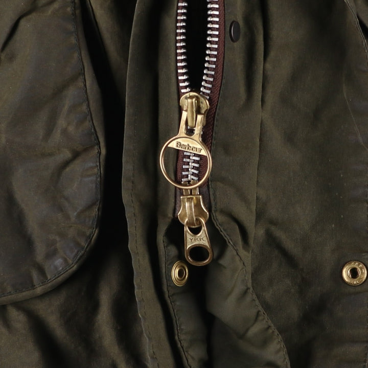 Vintage 1980s-1990'S Barbour Border Jacket, Old 3 Warrant, Waxed Cotton, Oiled, Made in England, C40, Men's Size M cotton Khaki type Vintage Second Hand