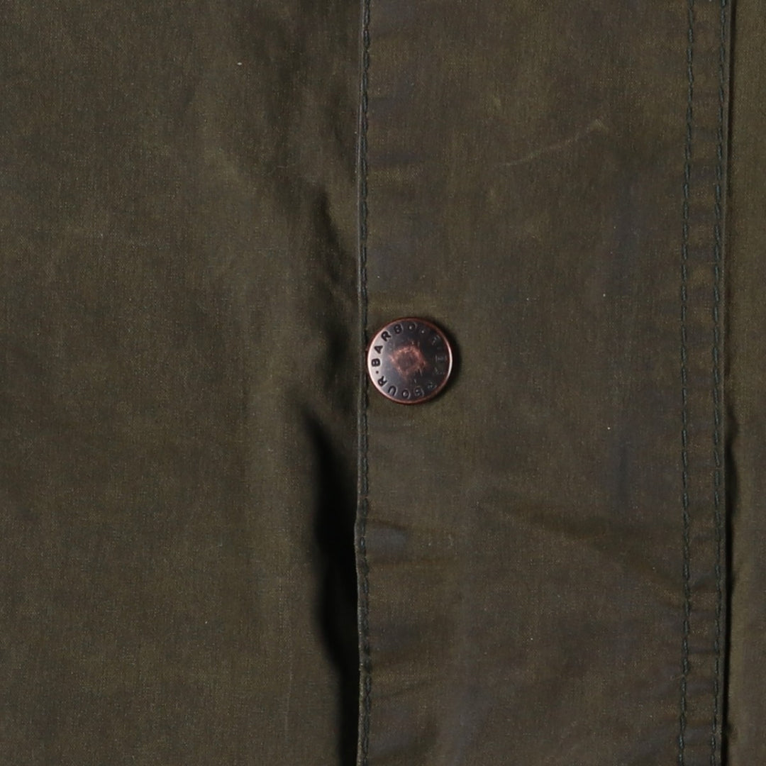 Vintage 1980s-1990'S Barbour Border Jacket, Old 3 Warrant, Waxed Cotton, Oiled, Made in England, C40, Men's Size M cotton Khaki type Vintage Second Hand