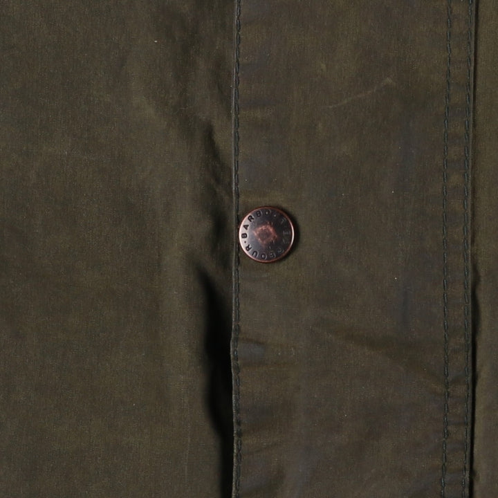 Vintage 1980s-1990'S Barbour Border Jacket, Old 3 Warrant, Waxed Cotton, Oiled, Made in England, C40, Men's Size M cotton Khaki type Vintage Second Hand