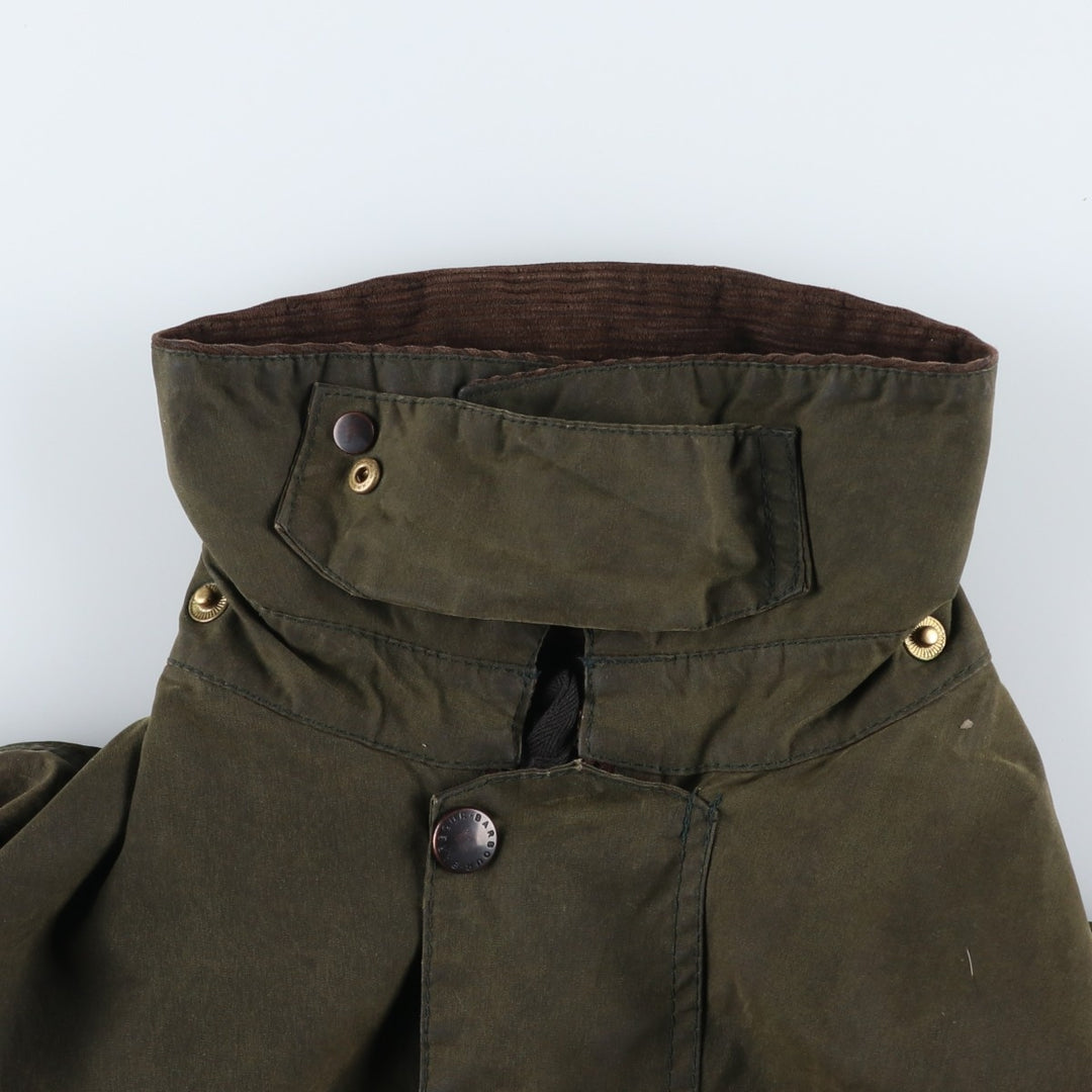 Vintage 1980s-1990'S Barbour Border Jacket, Old 3 Warrant, Waxed Cotton, Oiled, Made in England, C40, Men's Size M cotton Khaki type Vintage Second Hand
