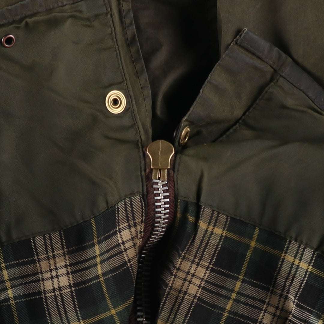 Vintage 1980s-1990'S Barbour Border Jacket, Old 3 Warrant, Waxed Cotton, Oiled, Made in England, C40, Men's Size M cotton Khaki type Vintage Second Hand