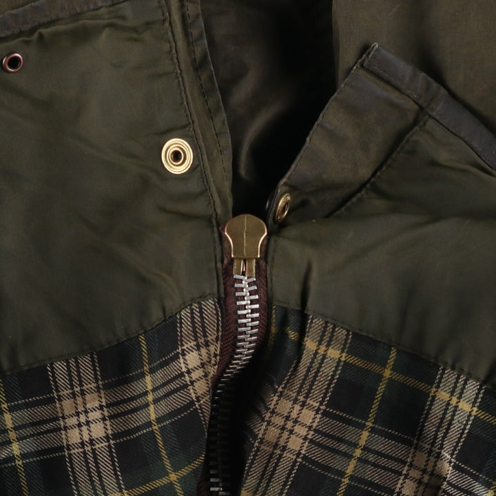 Vintage 1980s-1990'S Barbour Border Jacket, Old 3 Warrant, Waxed Cotton, Oiled, Made in England, C40, Men's Size M cotton Khaki type Vintage Second Hand