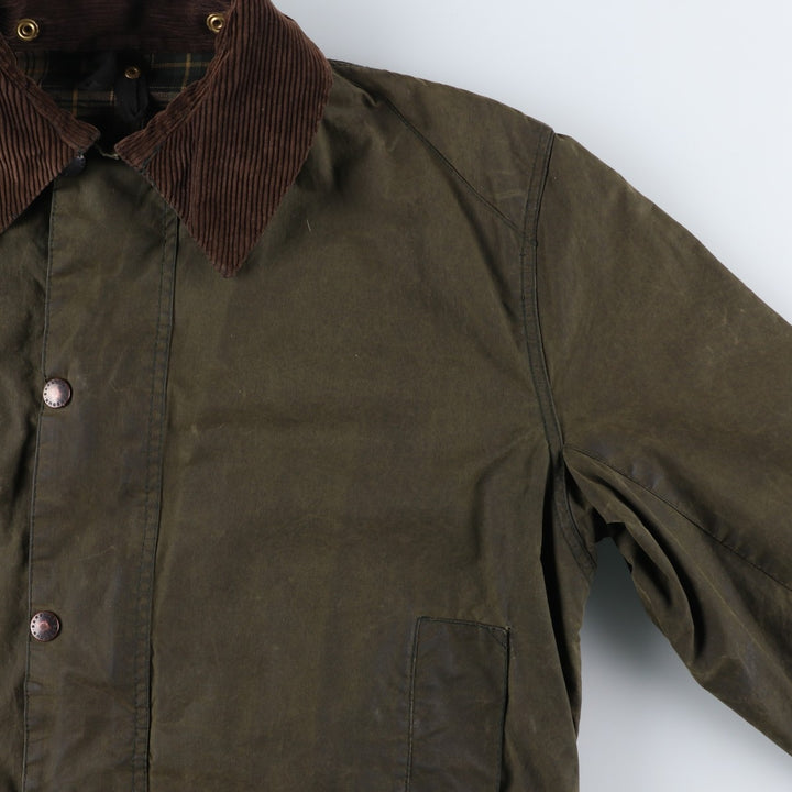 Vintage 1980s-1990'S Barbour Border Jacket, Old 3 Warrant, Waxed Cotton, Oiled, Made in England, C40, Men's Size M cotton Khaki type Vintage Second Hand