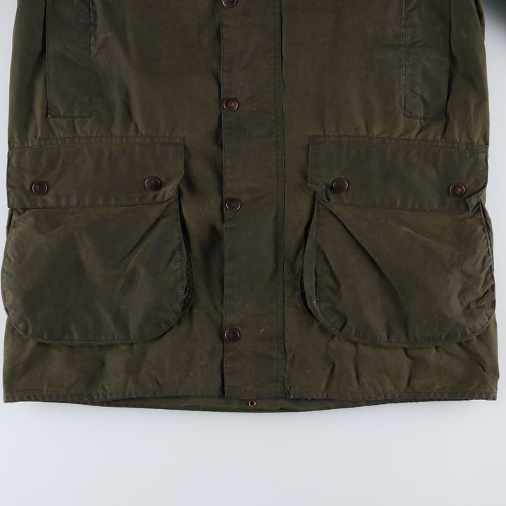 Vintage 1980s-1990'S Barbour Border Jacket, Old 3 Warrant, Waxed Cotton, Oiled, Made in England, C40, Men's Size M cotton Khaki type Vintage Second Hand