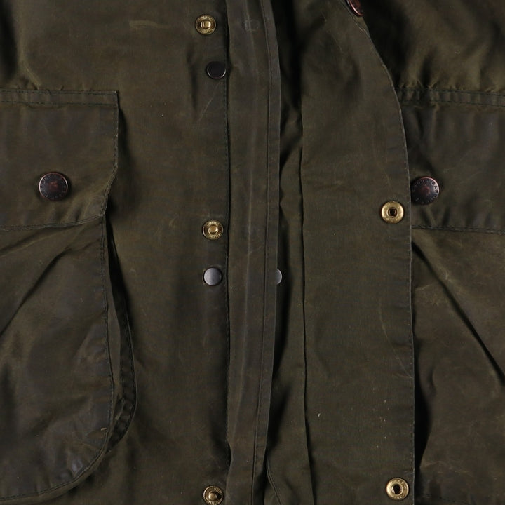 Vintage 1980s-1990'S Barbour Border Jacket, Old 3 Warrant, Waxed Cotton, Oiled, Made in England, C40, Men's Size M cotton Khaki type Vintage Second Hand