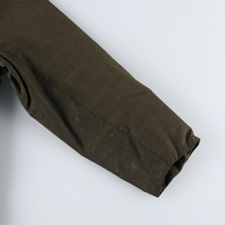 Vintage 1980s-1990'S Barbour Border Jacket, Old 3 Warrant, Waxed Cotton, Oiled, Made in England, C40, Men's Size M cotton Khaki type Vintage Second Hand