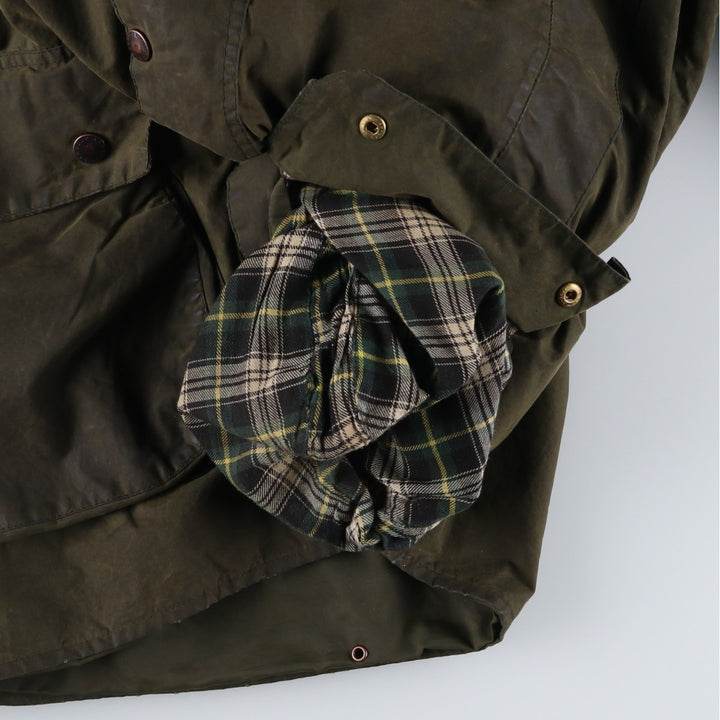 Vintage 1980s-1990'S Barbour Border Jacket, Old 3 Warrant, Waxed Cotton, Oiled, Made in England, C40, Men's Size M cotton Khaki type Vintage Second Hand