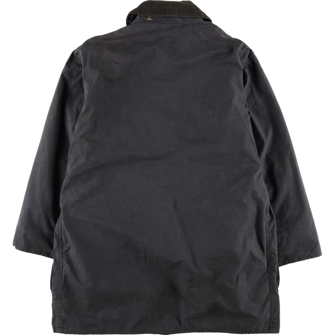 Vintage 1980s-1990'S Barbour Border Jacket, Old 3 Warrant, Waxed Cotton, Oiled, Made in England, C40, Men's Size M cotton navy blue type Vintage Second Hand