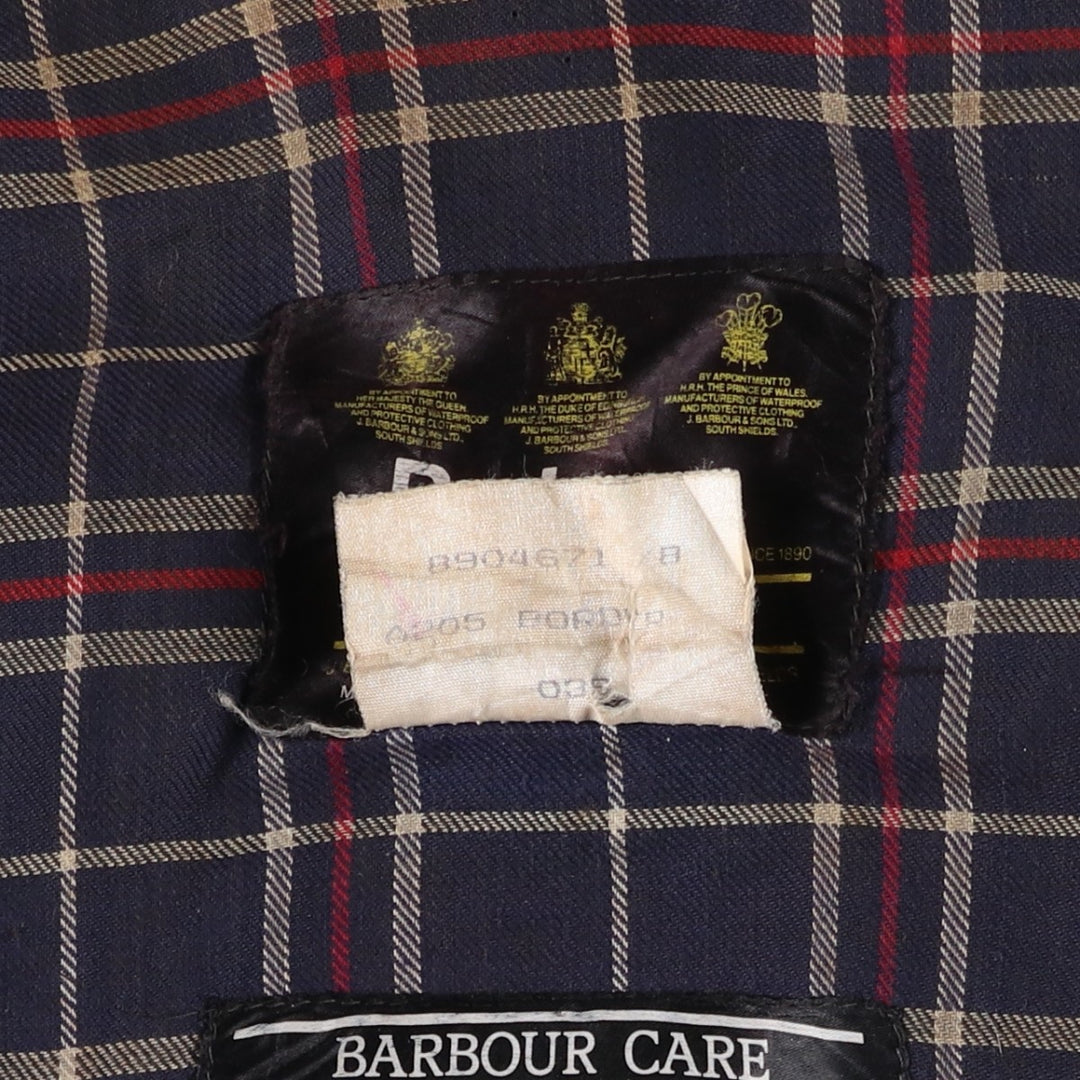 Vintage 1980s-1990'S Barbour Border Jacket, Old 3 Warrant, Waxed Cotton, Oiled, Made in England, C40, Men's Size M cotton navy blue type Vintage Second Hand