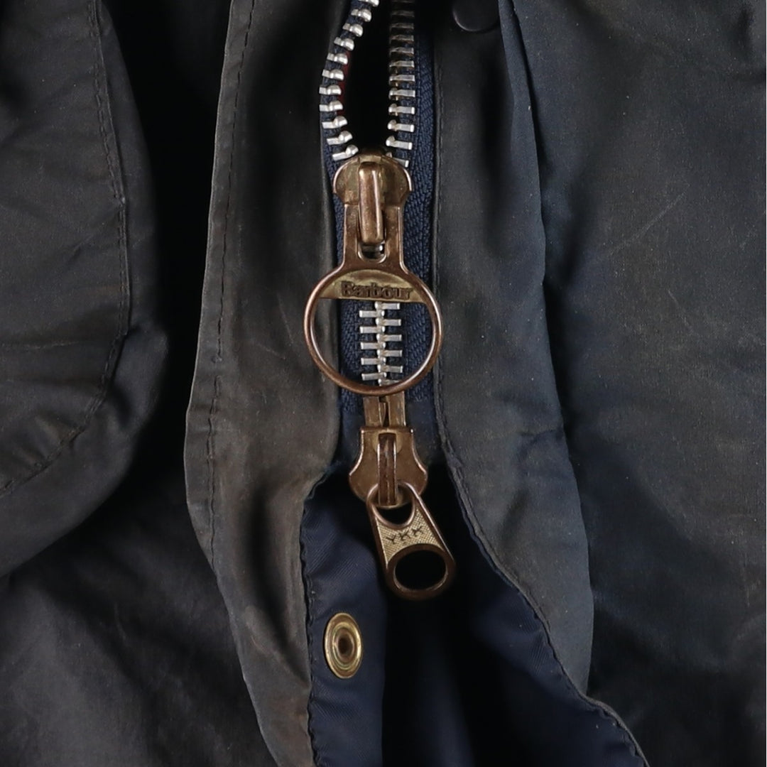 Vintage 1980s-1990'S Barbour Border Jacket, Old 3 Warrant, Waxed Cotton, Oiled, Made in England, C40, Men's Size M cotton navy blue type Vintage Second Hand