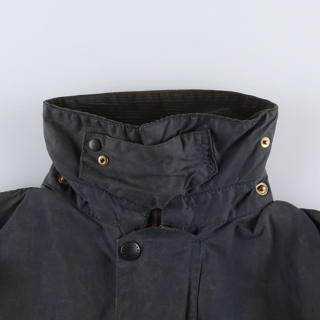 Vintage 1980s-1990'S Barbour Border Jacket, Old 3 Warrant, Waxed Cotton, Oiled, Made in England, C40, Men's Size M cotton navy blue type Vintage Second Hand