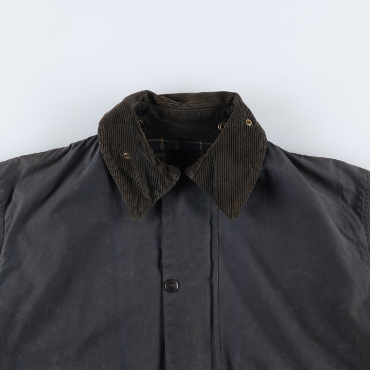 Vintage 1980s-1990'S Barbour Border Jacket, Old 3 Warrant, Waxed Cotton, Oiled, Made in England, C40, Men's Size M cotton navy blue type Vintage Second Hand