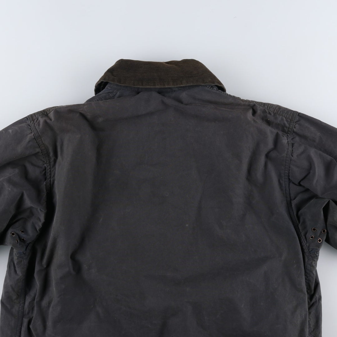 Vintage 1980s-1990'S Barbour Border Jacket, Old 3 Warrant, Waxed Cotton, Oiled, Made in England, C40, Men's Size M cotton navy blue type Vintage Second Hand