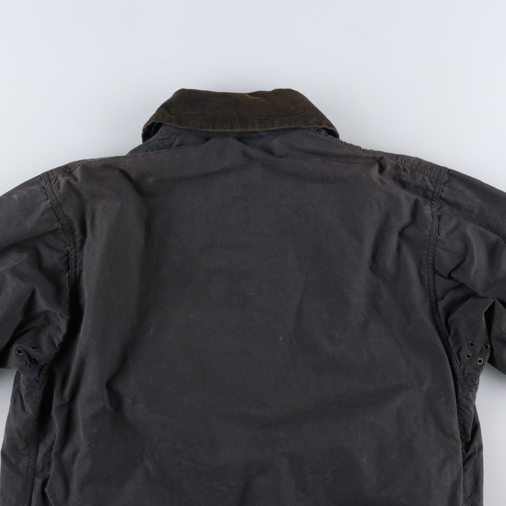 Vintage 1980s-1990'S Barbour Border Jacket, Old 3 Warrant, Waxed Cotton, Oiled, Made in England, C40, Men's Size M cotton navy blue type Vintage Second Hand