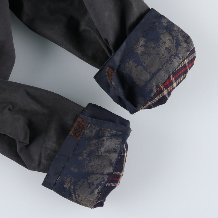 Vintage 1980s-1990'S Barbour Border Jacket, Old 3 Warrant, Waxed Cotton, Oiled, Made in England, C40, Men's Size M cotton navy blue type Vintage Second Hand