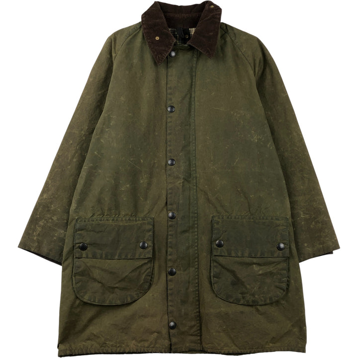 80s-90'S Barbour Gamefair Old 3-Warrant Waxed Cotton Oiled Jacket, Made in England, Size C38 (Men's M equivalent) cotton Khaki type Vintage Second Hand