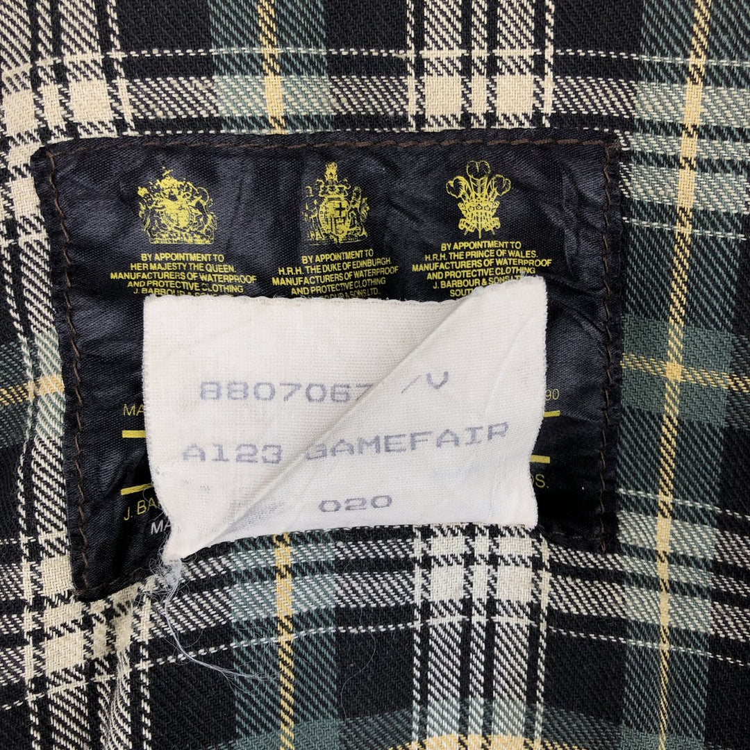 80s-90'S Barbour Gamefair Old 3-Warrant Waxed Cotton Oiled Jacket, Made in England, Size C38 (Men's M equivalent) cotton Khaki type Vintage Second Hand