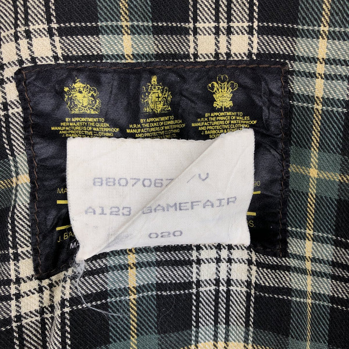 80s-90'S Barbour Gamefair Old 3-Warrant Waxed Cotton Oiled Jacket, Made in England, Size C38 (Men's M equivalent) cotton Khaki type Vintage Second Hand